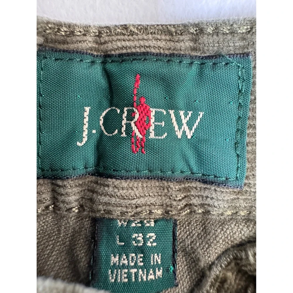 J.Crew Mens‎ Olive Green Corduroy Pants Slim Straight 29x32 Cotton Vintage 90s